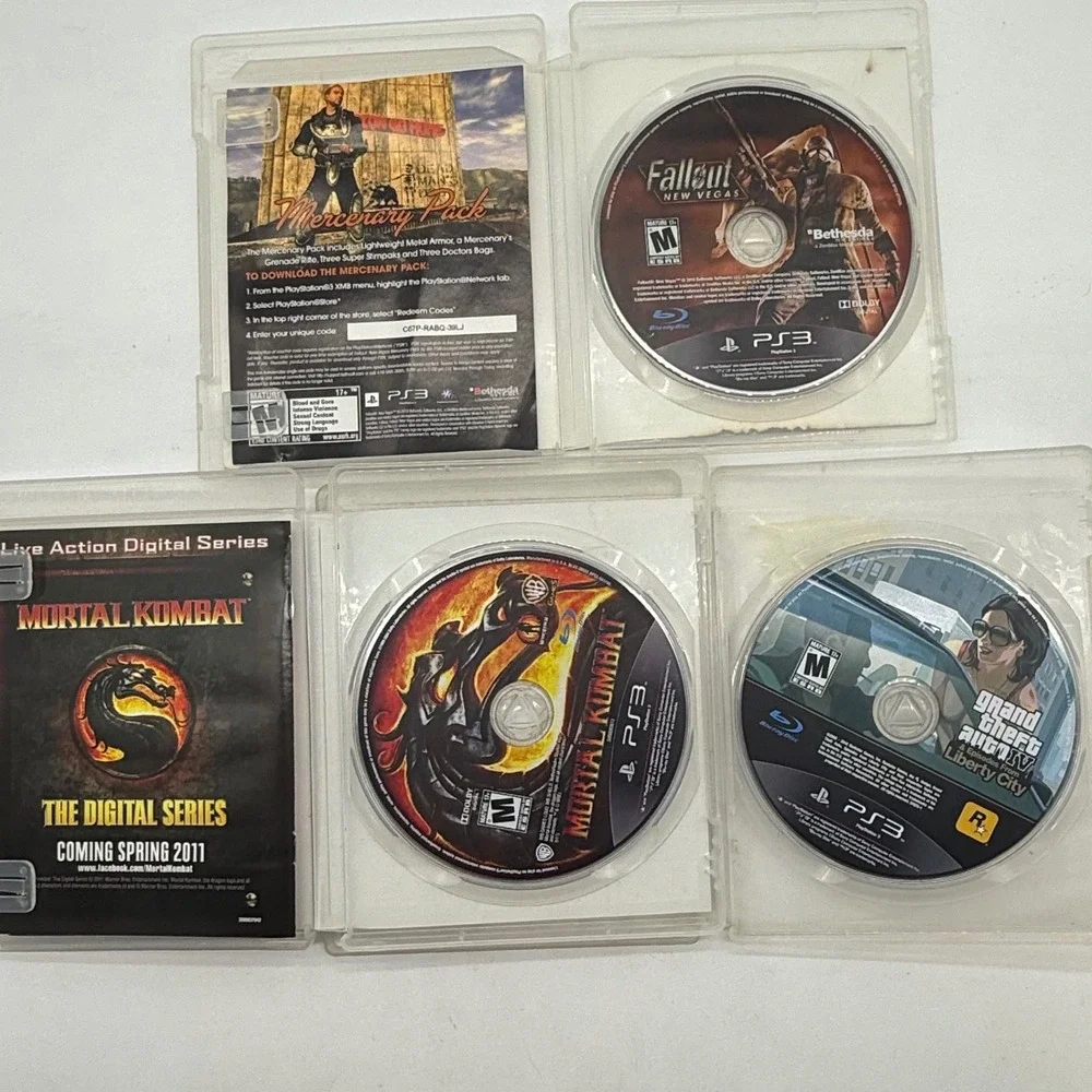 PlayStation 3 PS3 Fallout Mortal Kombat Grand Theft Auto Games Lot of 3‎ games